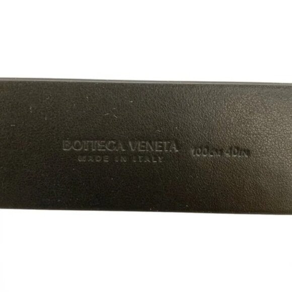BOTTEGA VENETA - 649377 Black Silver Leather Hardware Belt